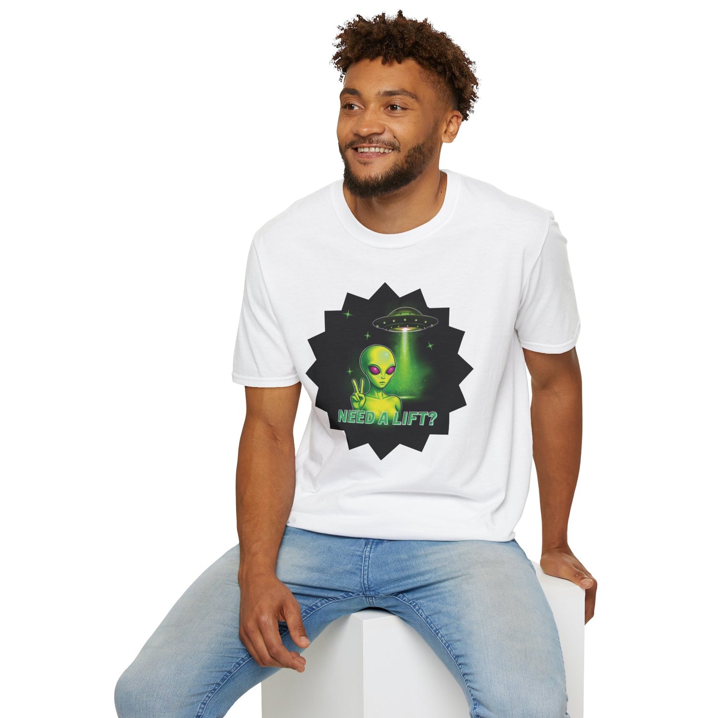 Cool Alien Peace Sign - Need a Lift - Unisex Softstyle T-Shirt