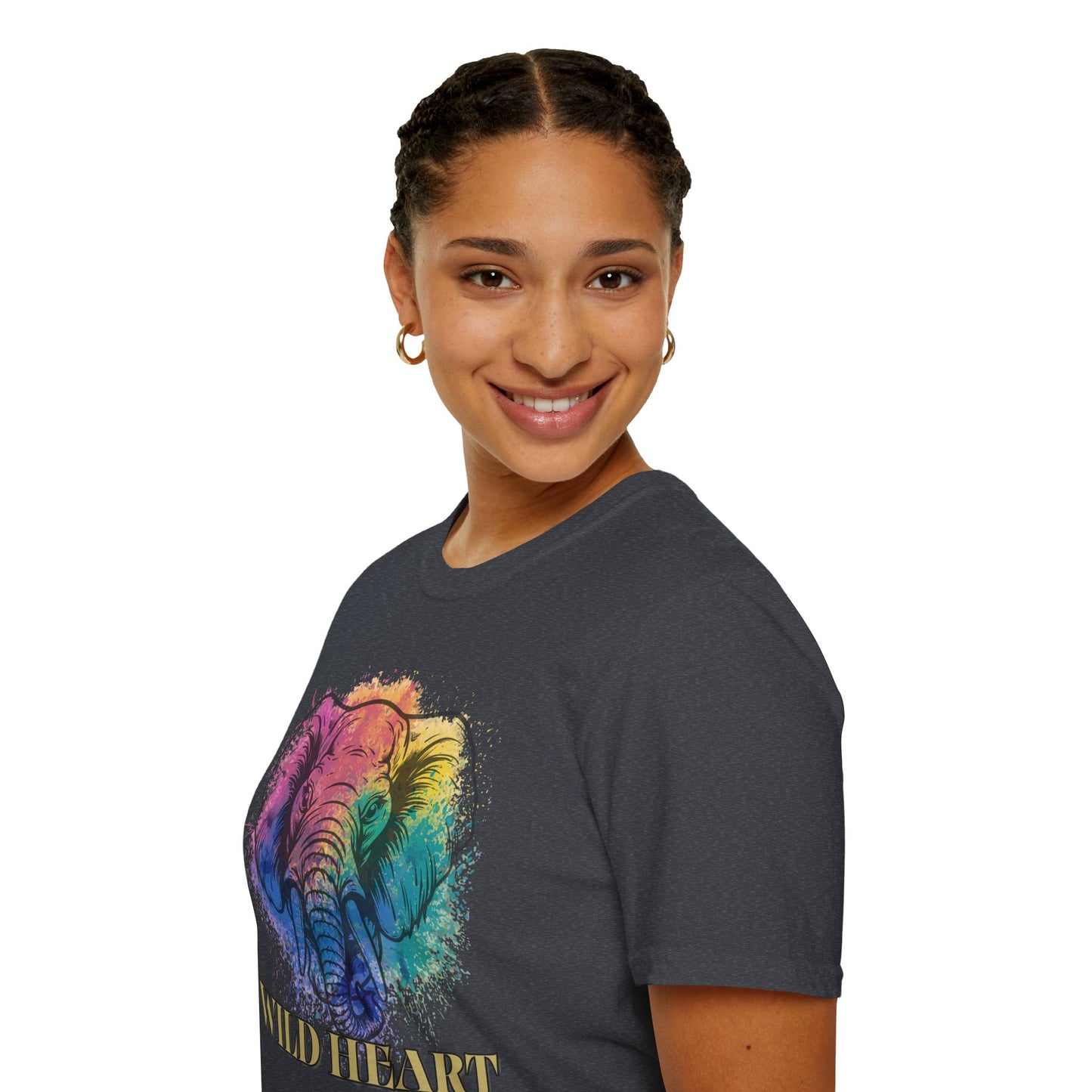 Wild Heart Collection - Elephant Color Splash Unisex Softstyle Graphic T-Shirt