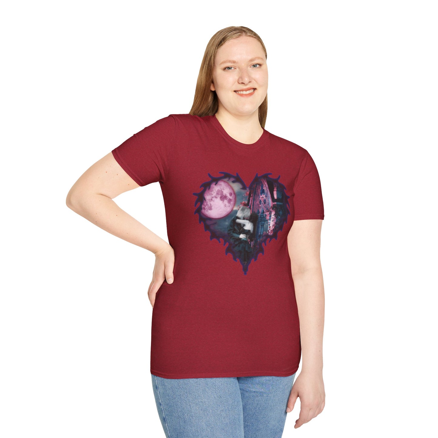 Gothic Couple Under the Moon - Unisex Softstyle T-Shirt