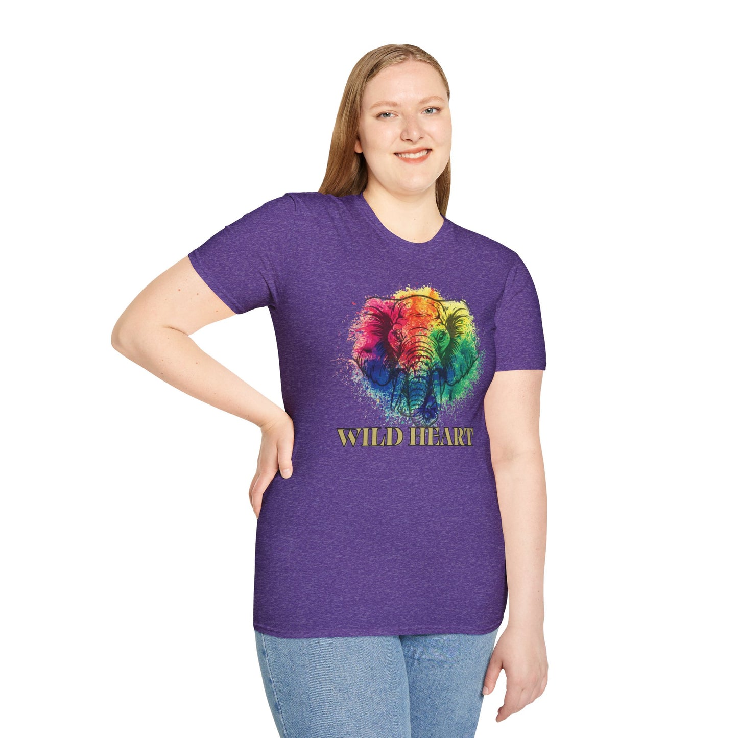 Wild Heart Collection - Elephant Color Splash Unisex Softstyle Graphic T-Shirt