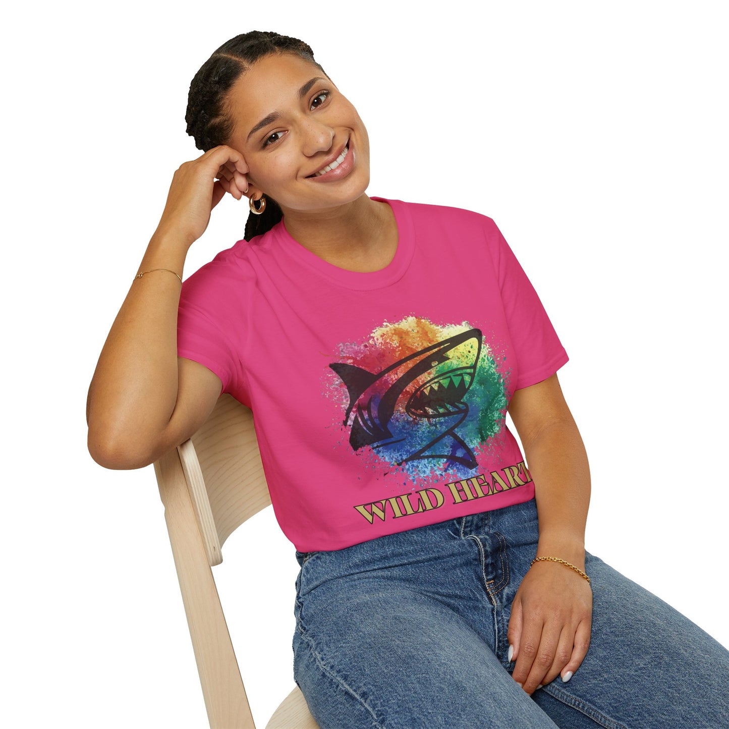 Wild Heart Collection - Shark Color Splash Unisex Softstyle Graphic T-Shirt
