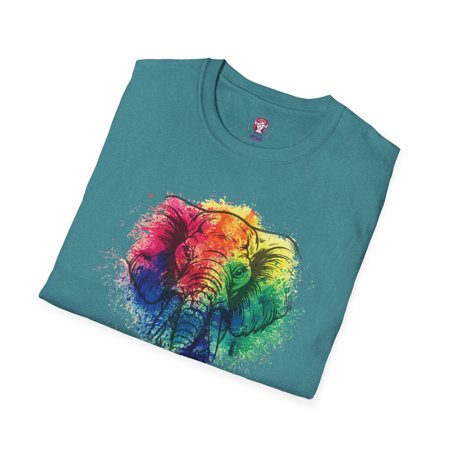 Wild Heart Collection - Elephant Color Splash Unisex Softstyle Graphic T-Shirt