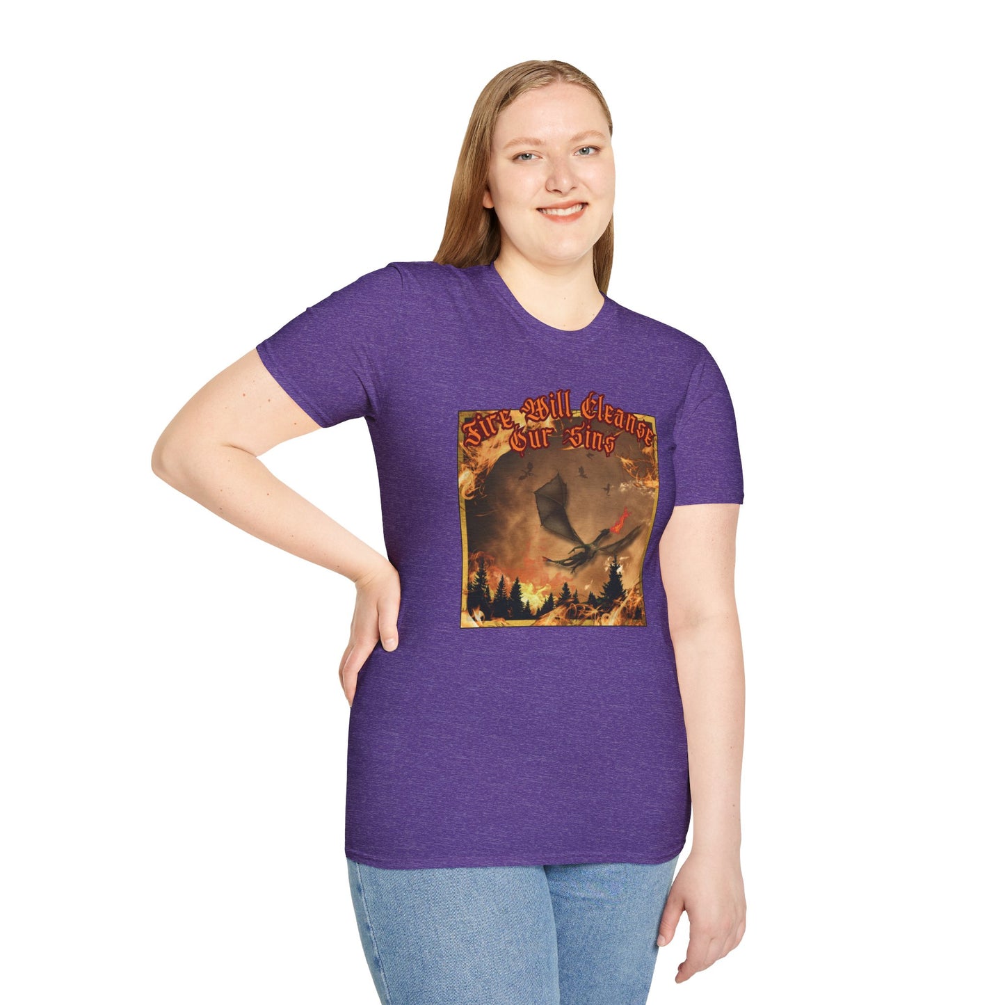 Dragon Attacking - Fire Will Cleanse Our Sins - Unisex Softstyle T-Shirt
