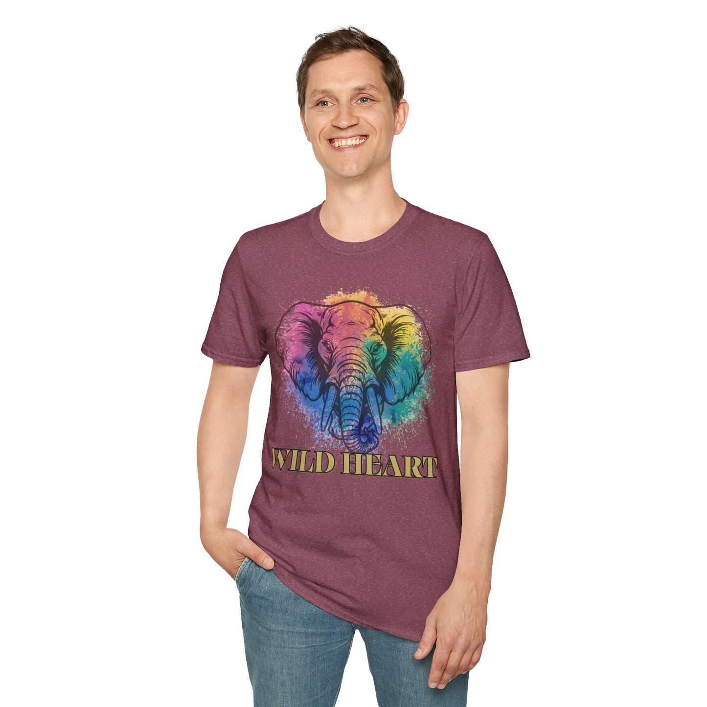 Wild Heart Collection - Elephant Color Splash Unisex Softstyle Graphic T-Shirt