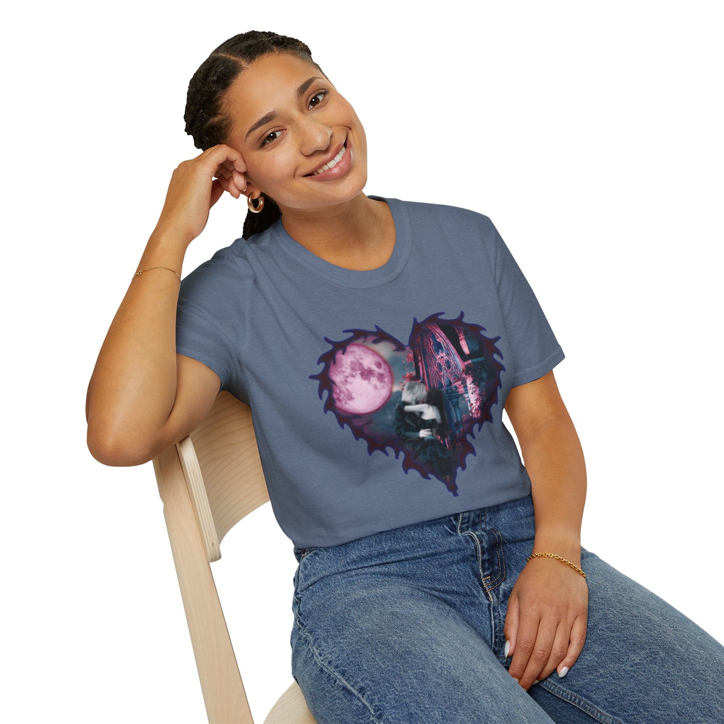Gothic Couple Under the Moon - Unisex Softstyle T-Shirt