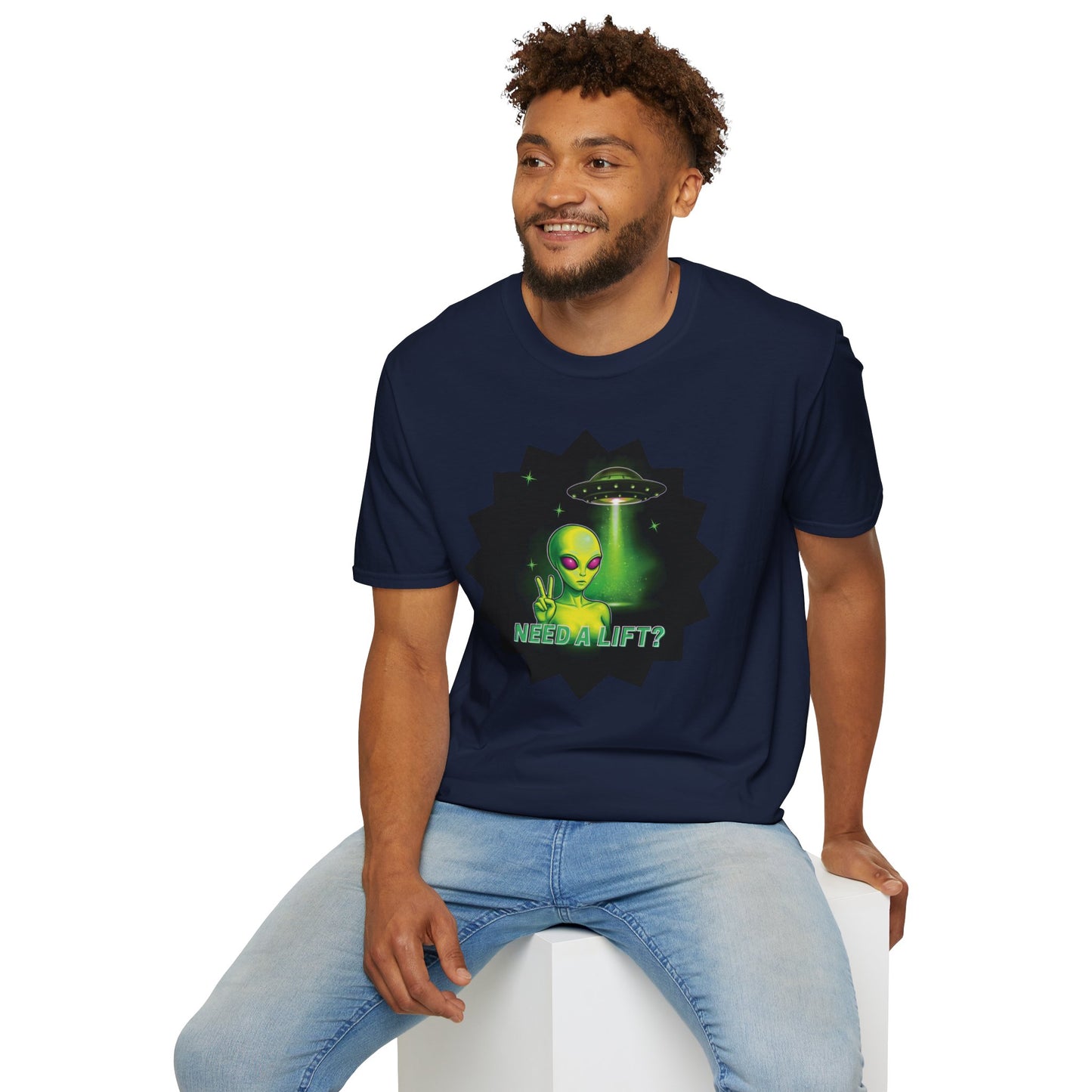 Cool Alien Peace Sign - Need a Lift - Unisex Softstyle T-Shirt