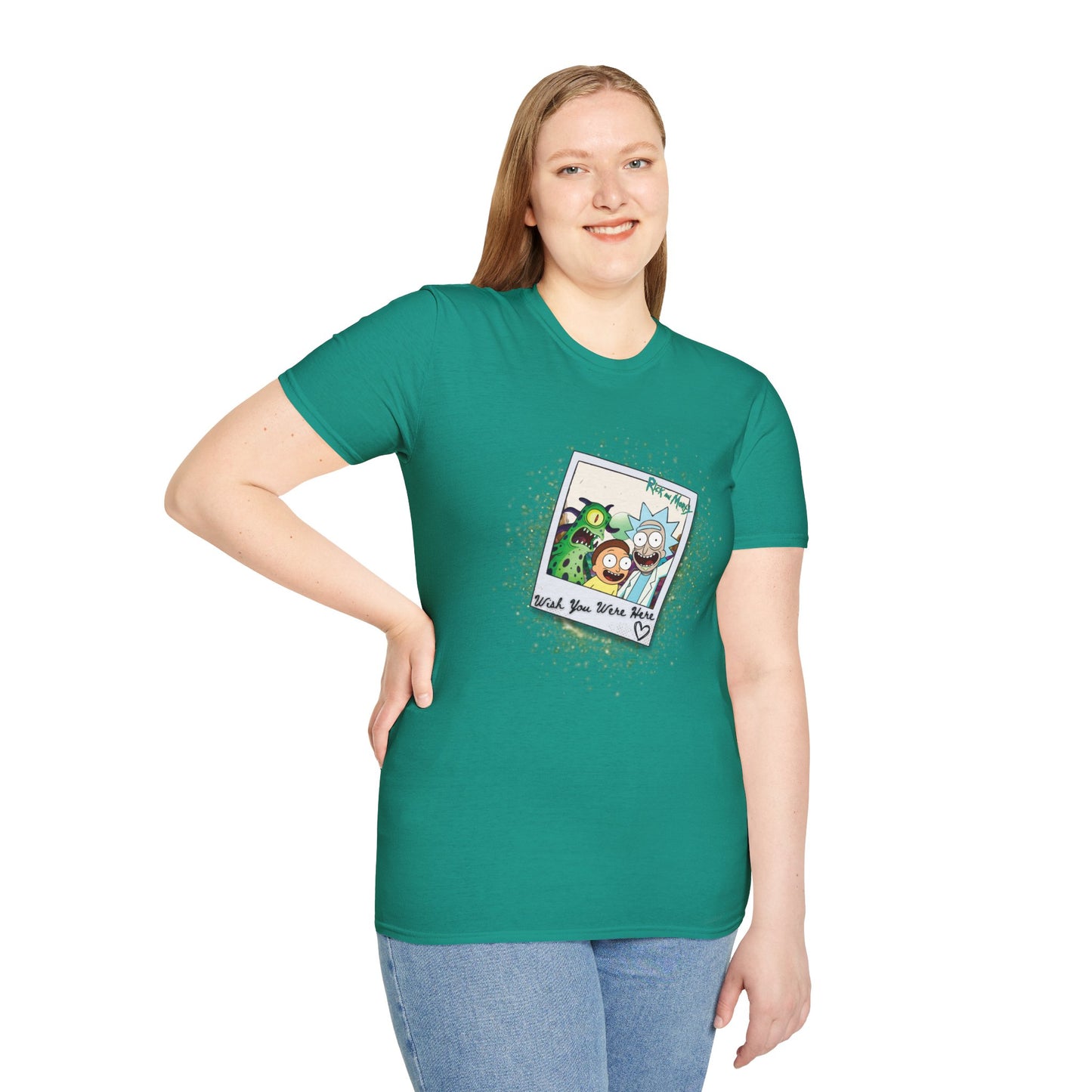 Rick & Morty Polaroid - Wish You Were Here - Unisex Softstyle T-Shirt