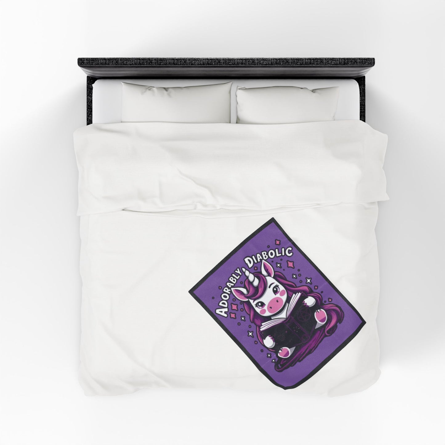 Adorably Diabolic Unicorn - Velveteen Plush Blanket