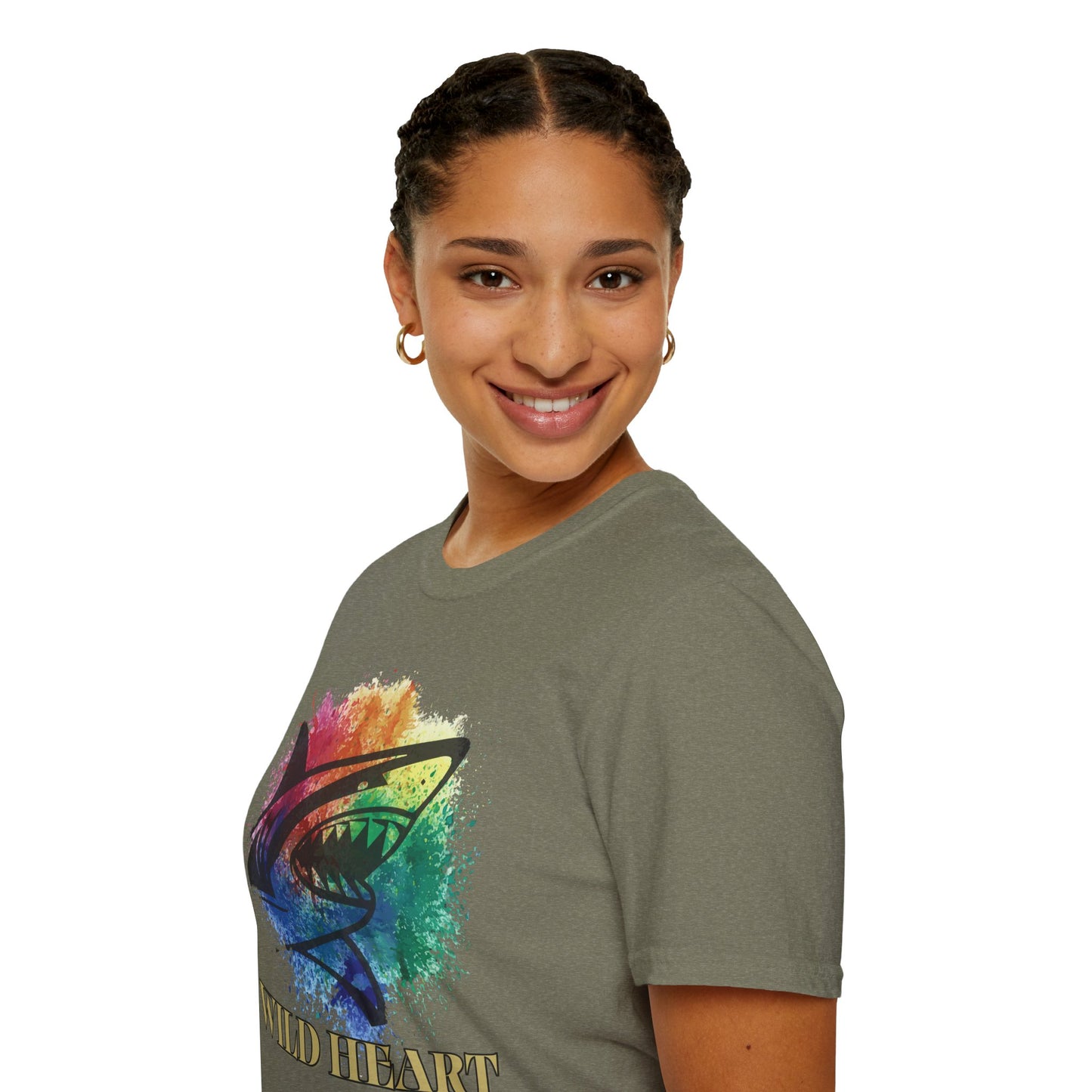 Wild Heart Collection - Shark Color Splash Unisex Softstyle Graphic T-Shirt