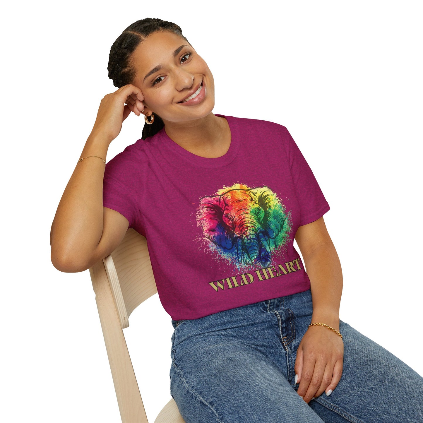 Wild Heart Collection - Elephant Color Splash Unisex Softstyle Graphic T-Shirt