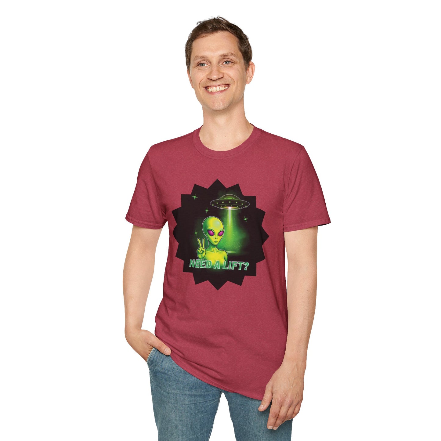 Cool Alien Peace Sign - Need a Lift - Unisex Softstyle T-Shirt