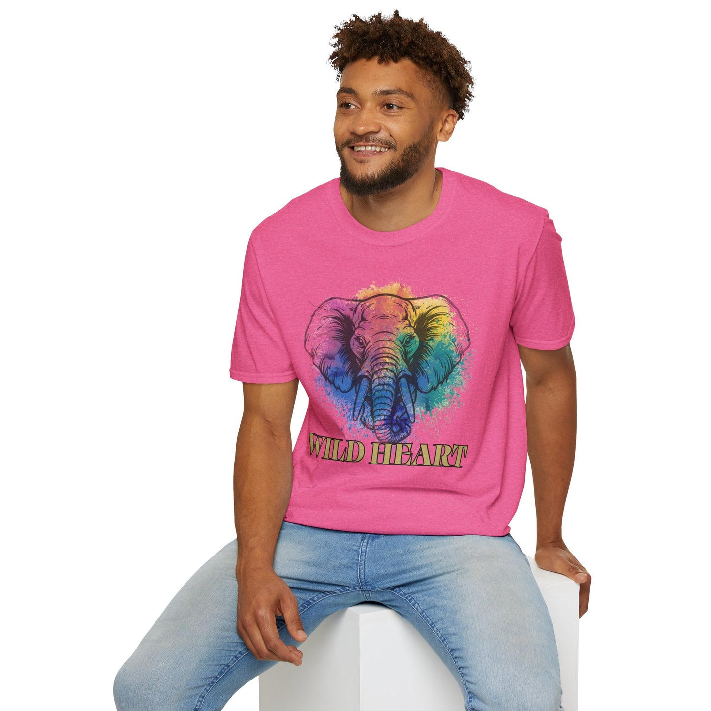 Wild Heart Collection - Elephant Color Splash Unisex Softstyle Graphic T-Shirt