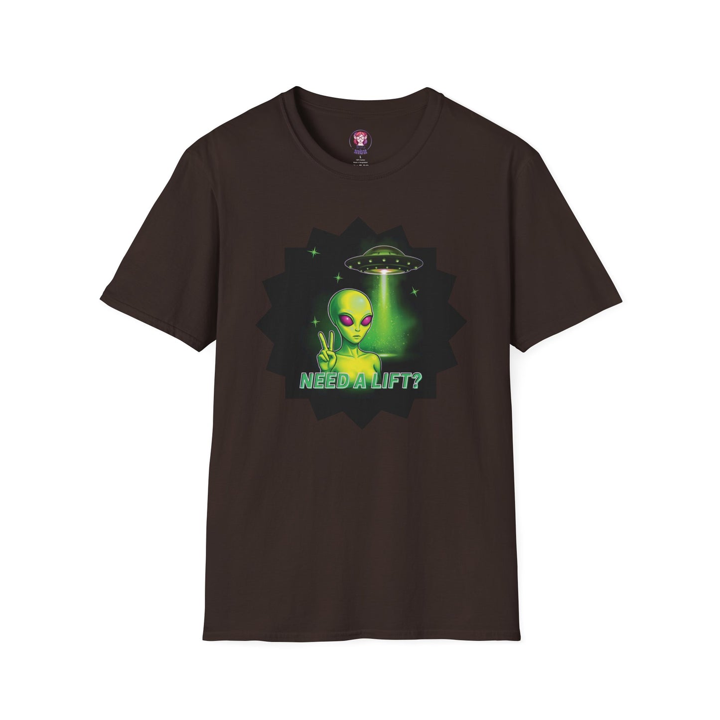 Cool Alien Peace Sign - Need a Lift - Unisex Softstyle T-Shirt