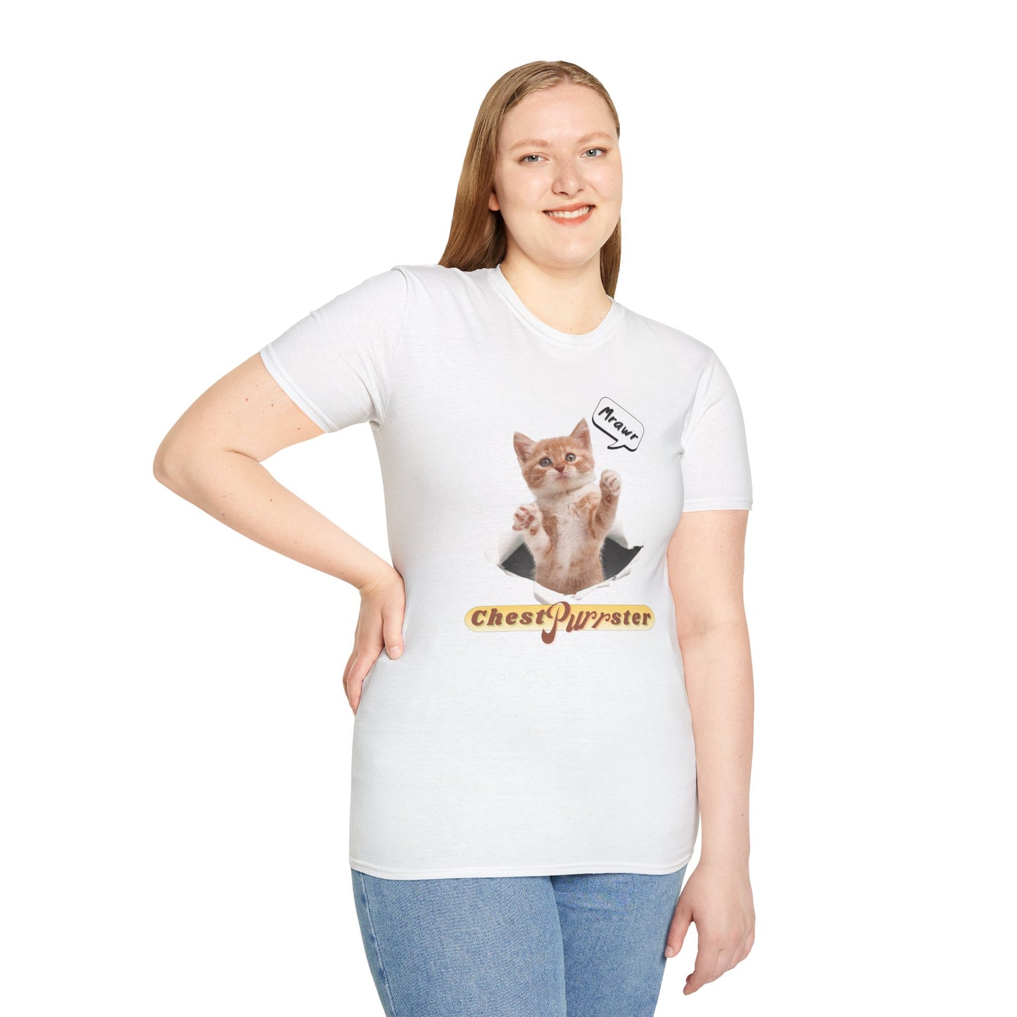 Cute Kitten ChestPurrster Pun - Unisex Softstyle T-Shirt