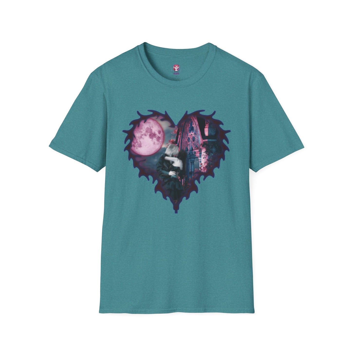 Gothic Couple Under the Moon - Unisex Softstyle T-Shirt