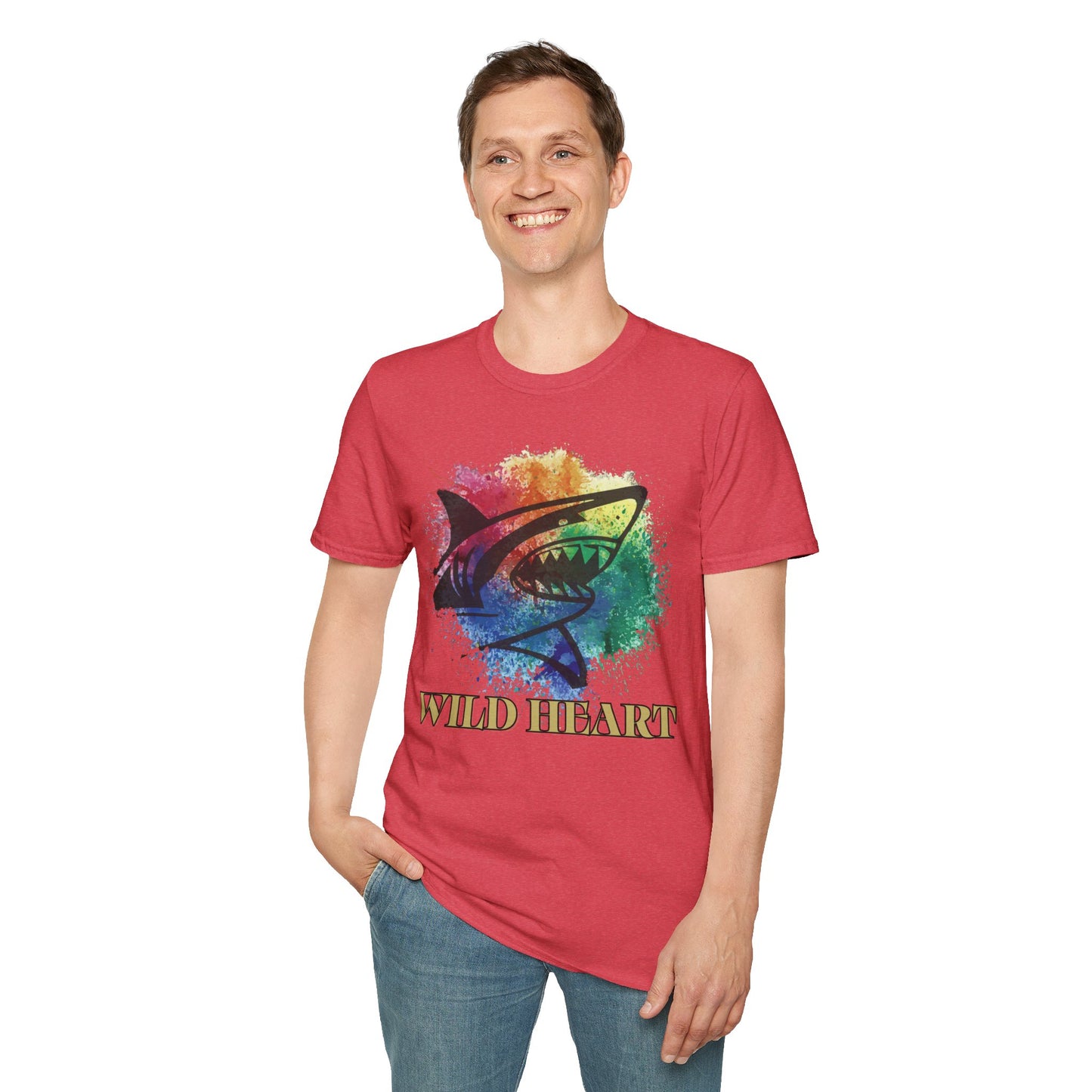 Wild Heart Collection - Shark Color Splash Unisex Softstyle Graphic T-Shirt