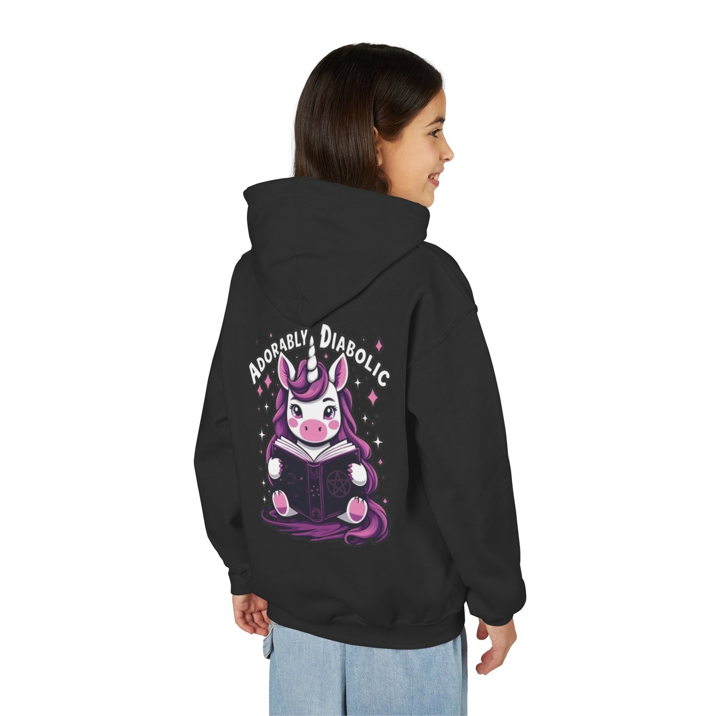Adorably Diabolic Unicorn Magic - Youth Heavy Blend Hooded Sweatshirt