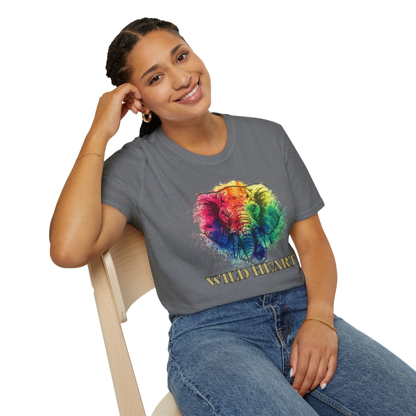 Wild Heart Collection - Elephant Color Splash Unisex Softstyle Graphic T-Shirt