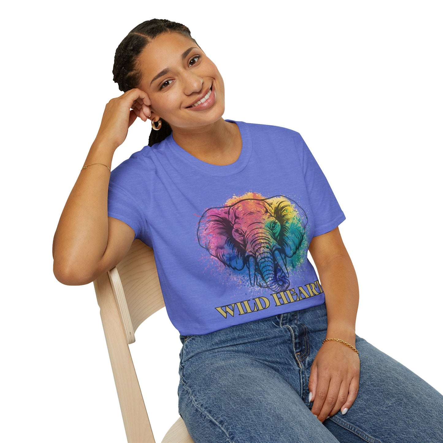 Wild Heart Collection - Elephant Color Splash Unisex Softstyle Graphic T-Shirt