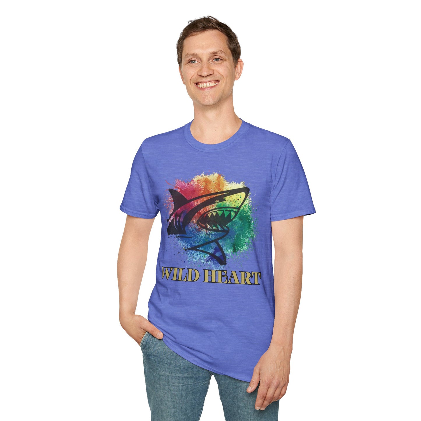 Wild Heart Collection - Shark Color Splash Unisex Softstyle Graphic T-Shirt