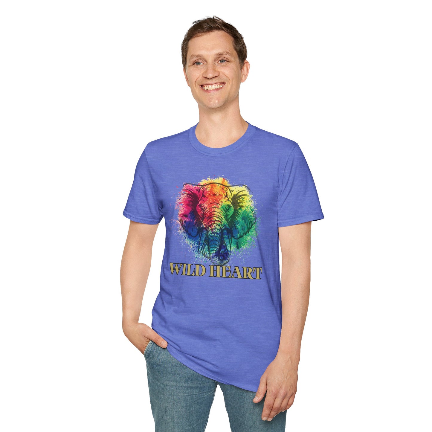 Wild Heart Collection - Elephant Color Splash Unisex Softstyle Graphic T-Shirt