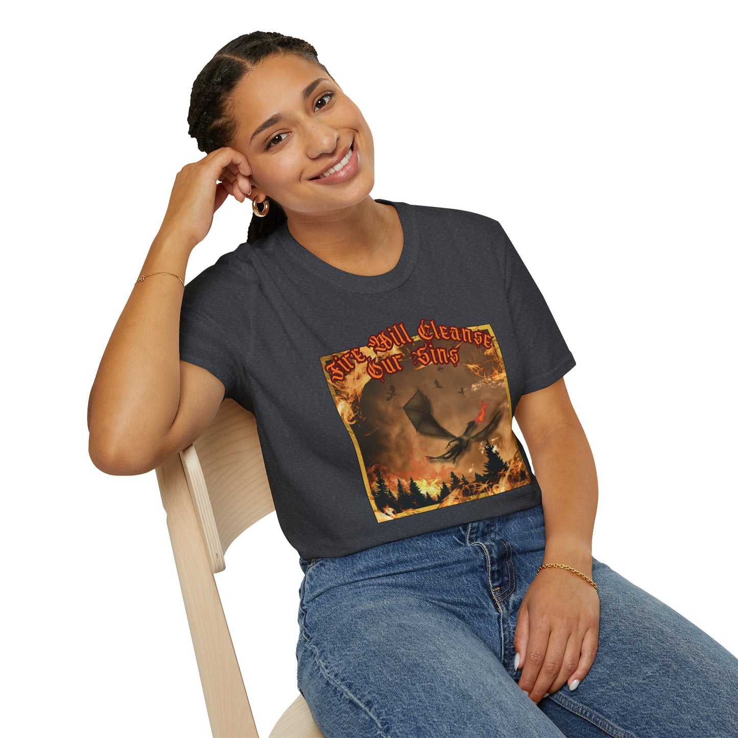 Dragon Attacking - Fire Will Cleanse Our Sins - Unisex Softstyle T-Shirt