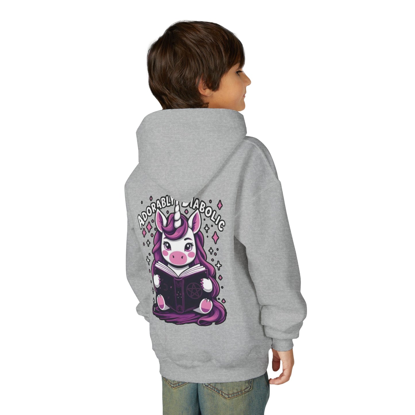 Adorably Diabolic Unicorn Magic - Youth Heavy Blend Hooded Sweatshirt