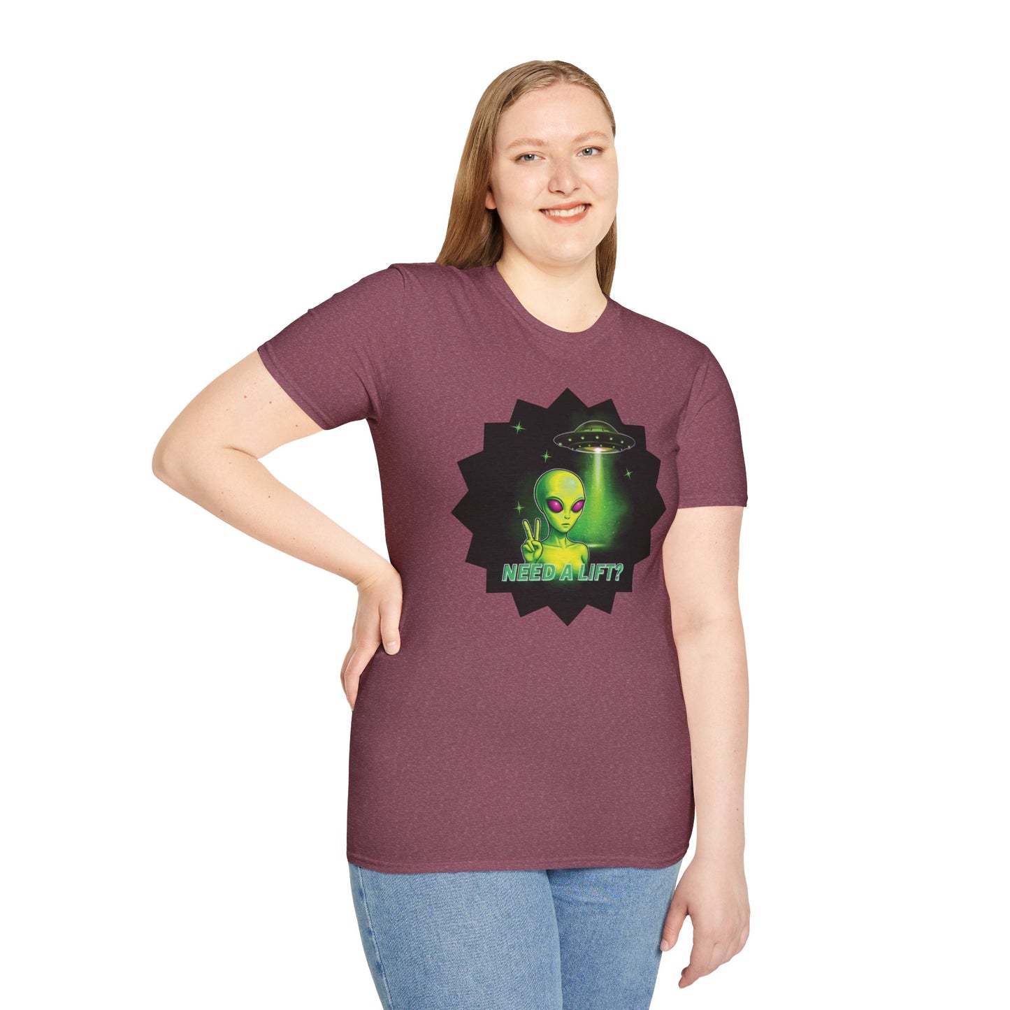 Cool Alien Peace Sign - Need a Lift - Unisex Softstyle T-Shirt