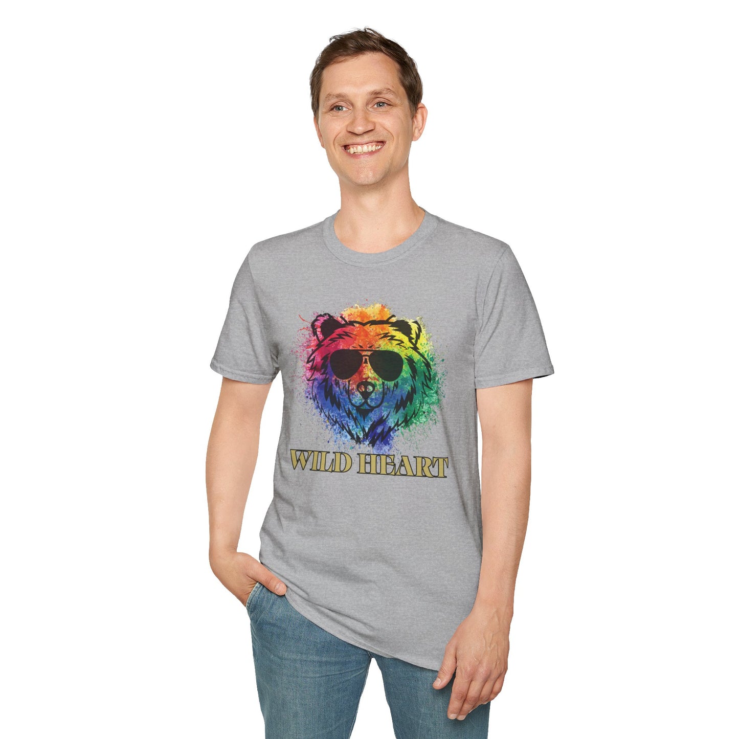Wild Heart Collection - Bear Color Splash Unisex Softstyle Graphic T-Shirt