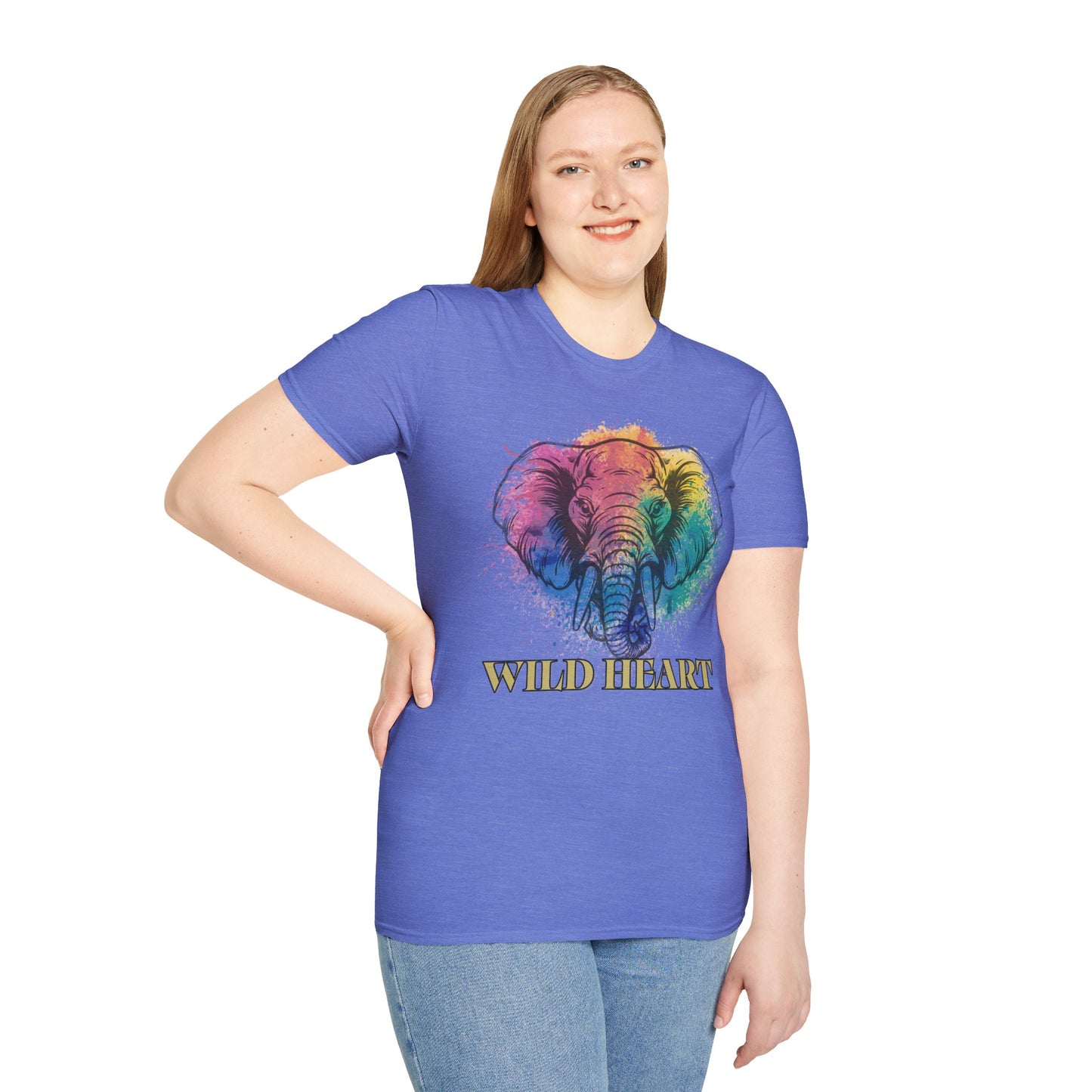 Wild Heart Collection - Elephant Color Splash Unisex Softstyle Graphic T-Shirt