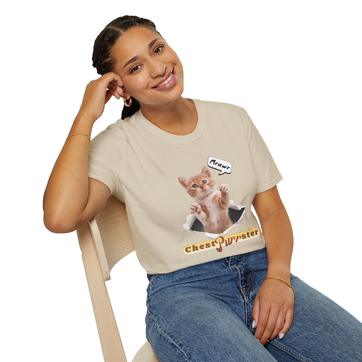 Cute Kitten ChestPurrster Pun - Unisex Softstyle T-Shirt