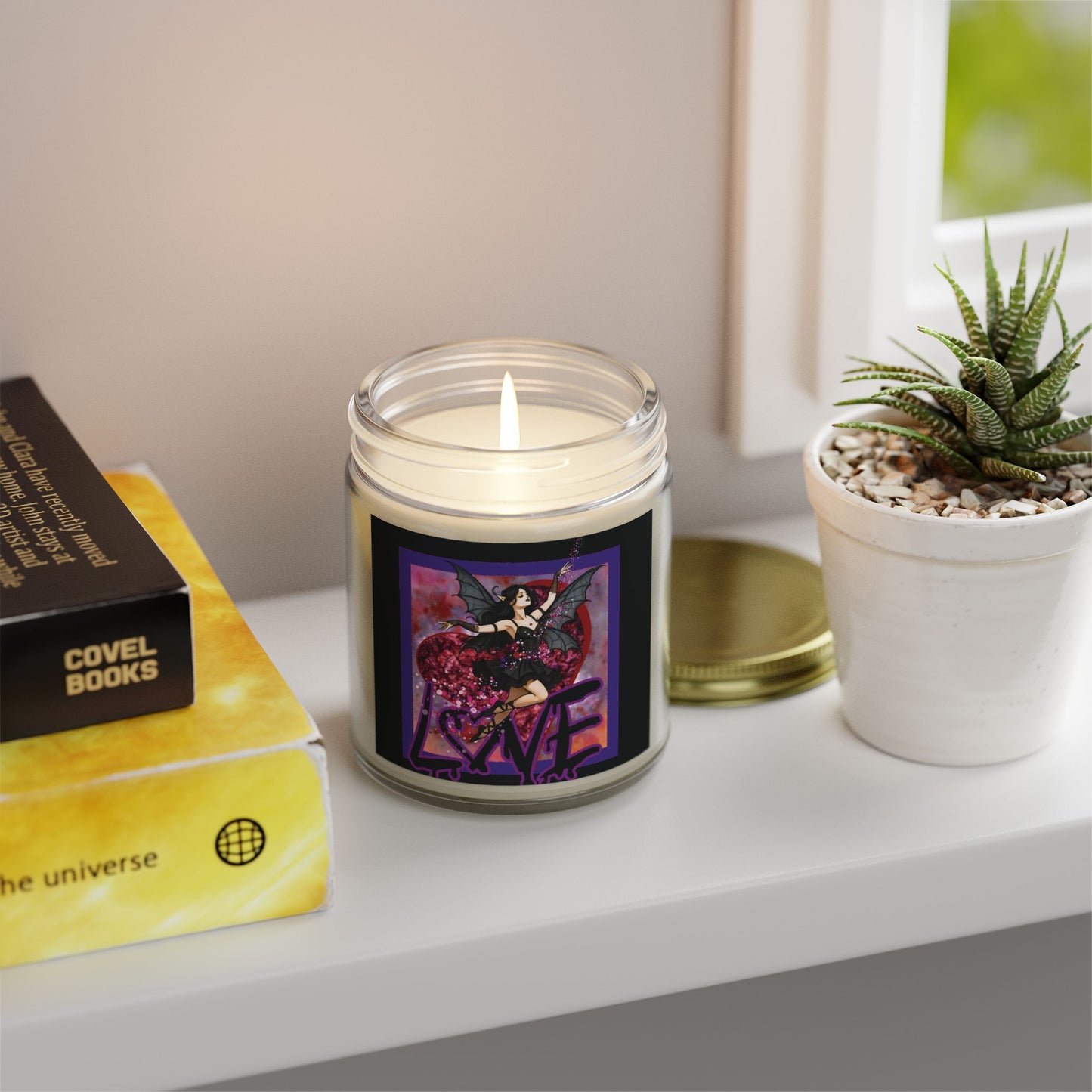 Scented Candle with Goth Fairy Love Design - Aromatherapy Candle for Home Decor, Eco-Friendly Soy Wax