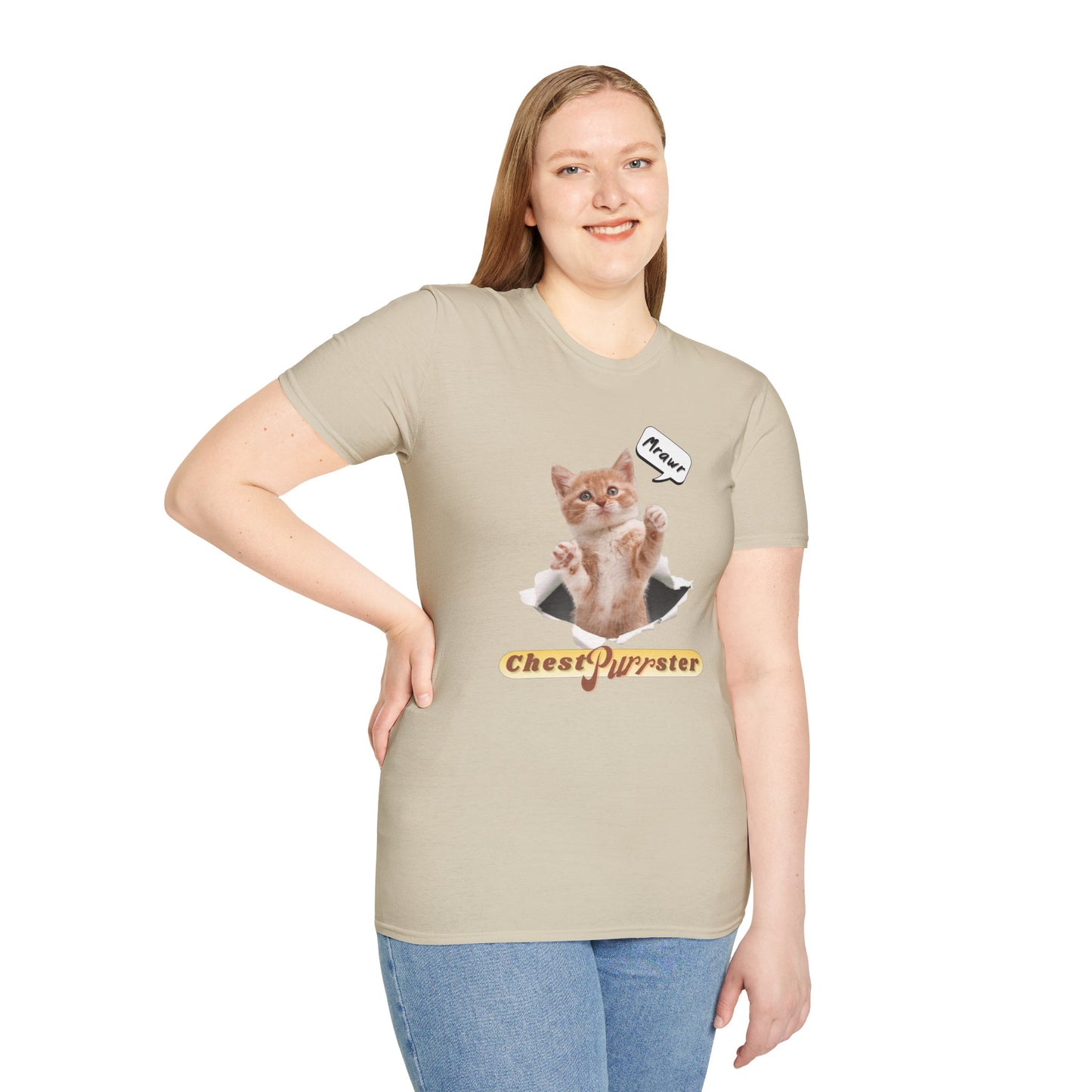 Cute Kitten ChestPurrster Pun - Unisex Softstyle T-Shirt