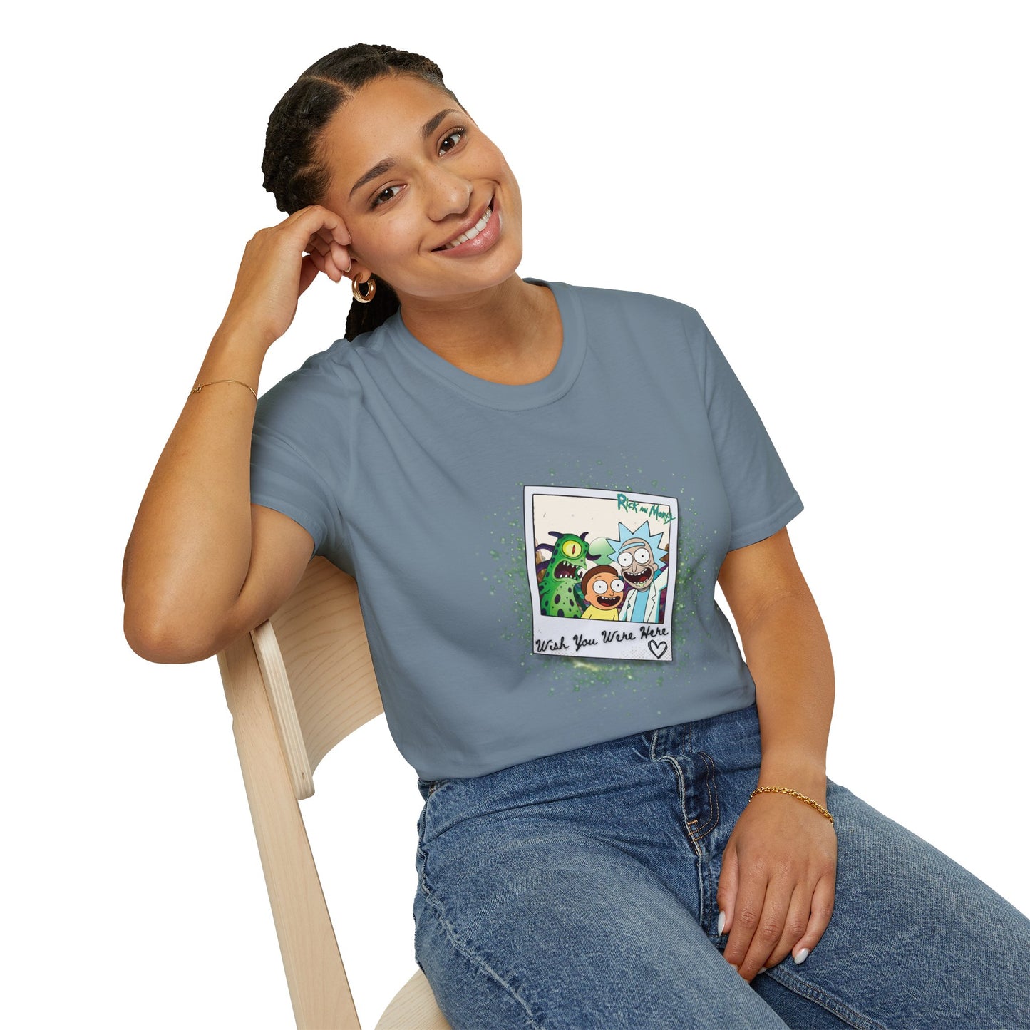 Rick & Morty Polaroid - Wish You Were Here - Unisex Softstyle T-Shirt