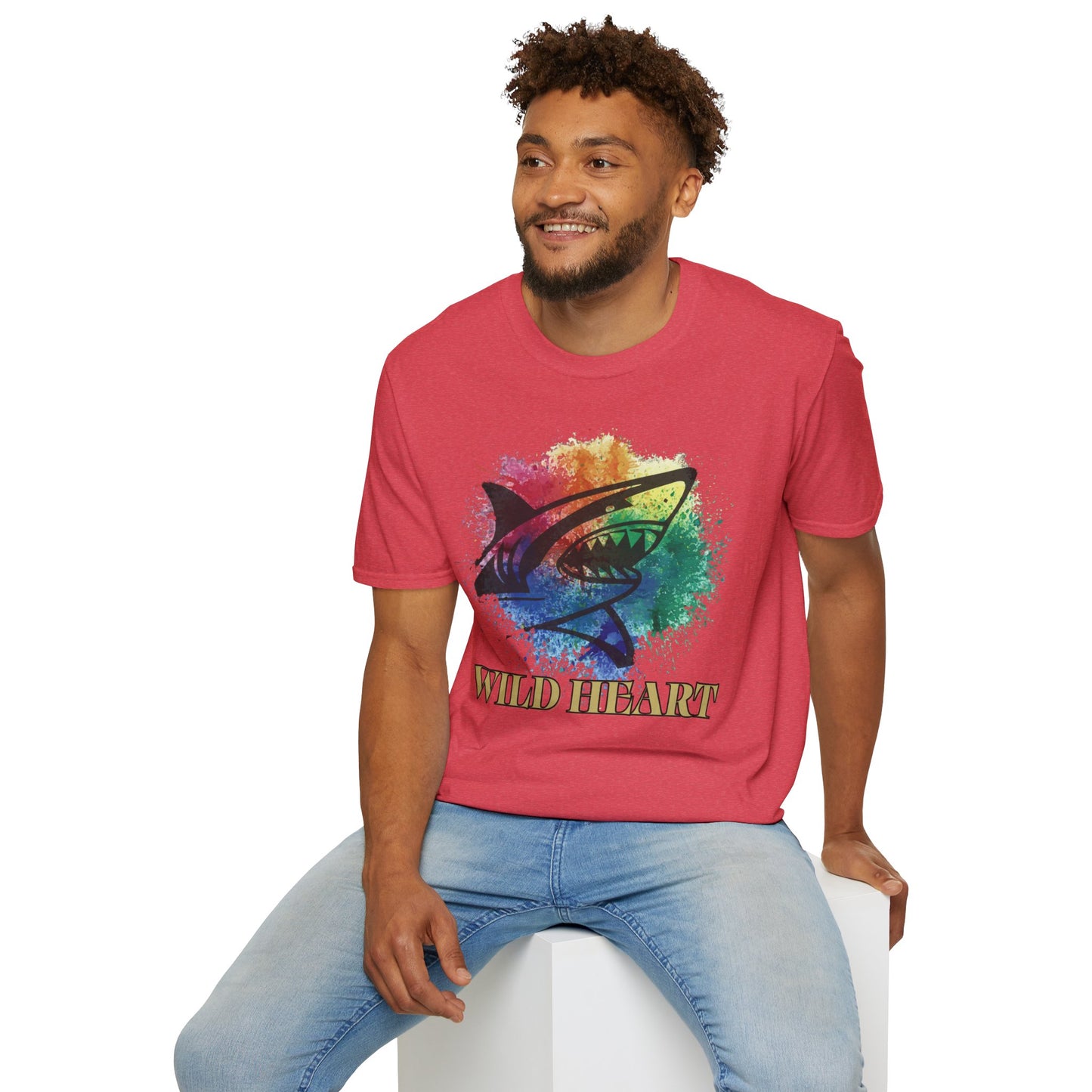 Wild Heart Collection - Shark Color Splash Unisex Softstyle Graphic T-Shirt
