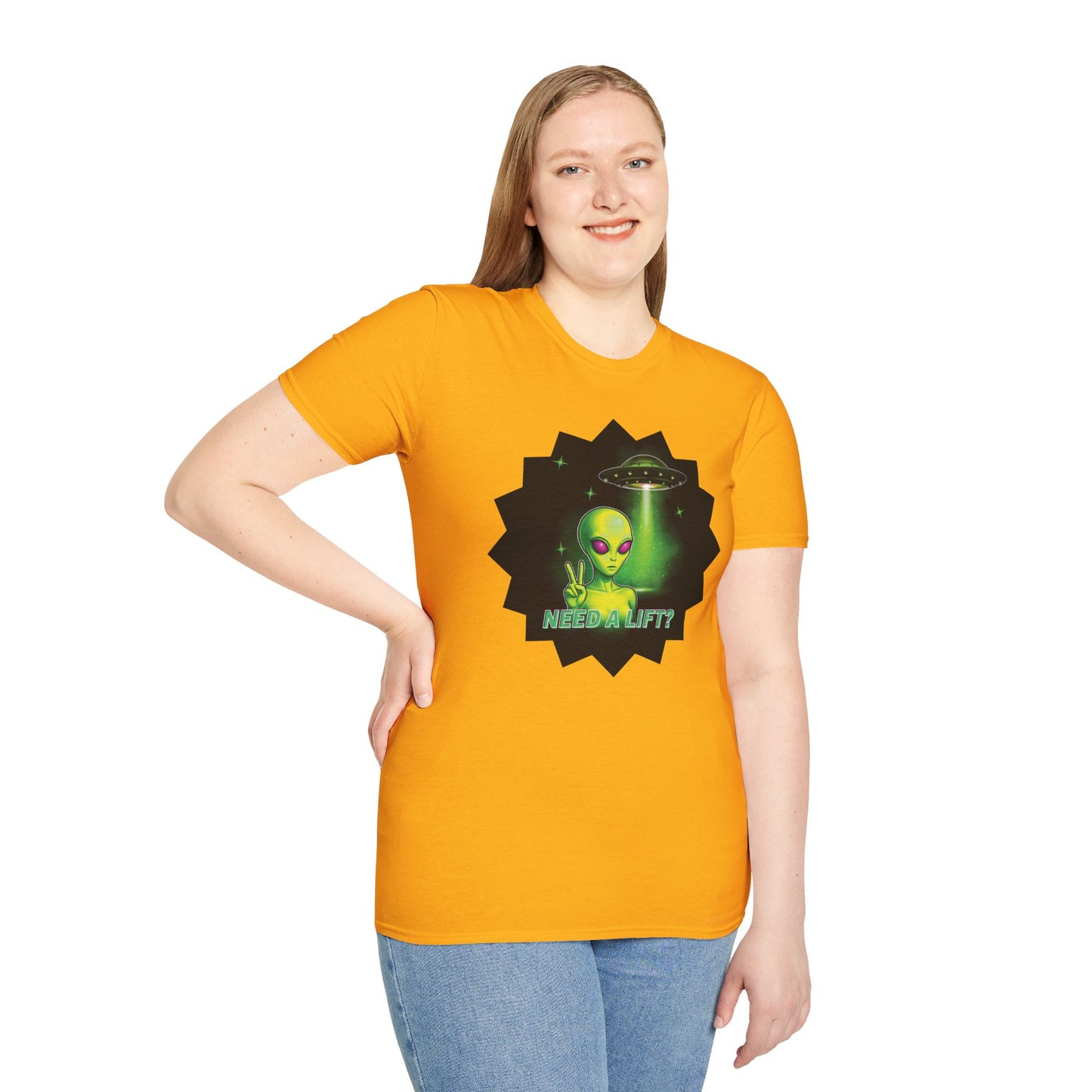 Cool Alien Peace Sign - Need a Lift - Unisex Softstyle T-Shirt