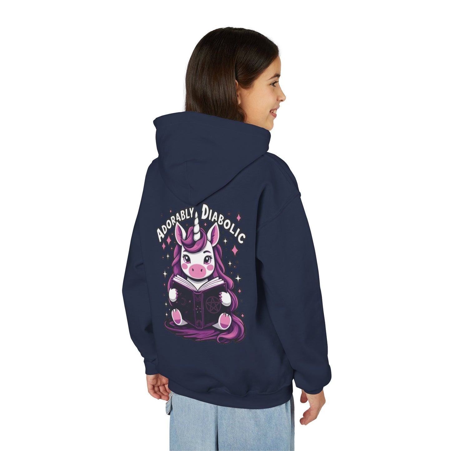 Adorably Diabolic Unicorn Magic - Youth Heavy Blend Hooded Sweatshirt