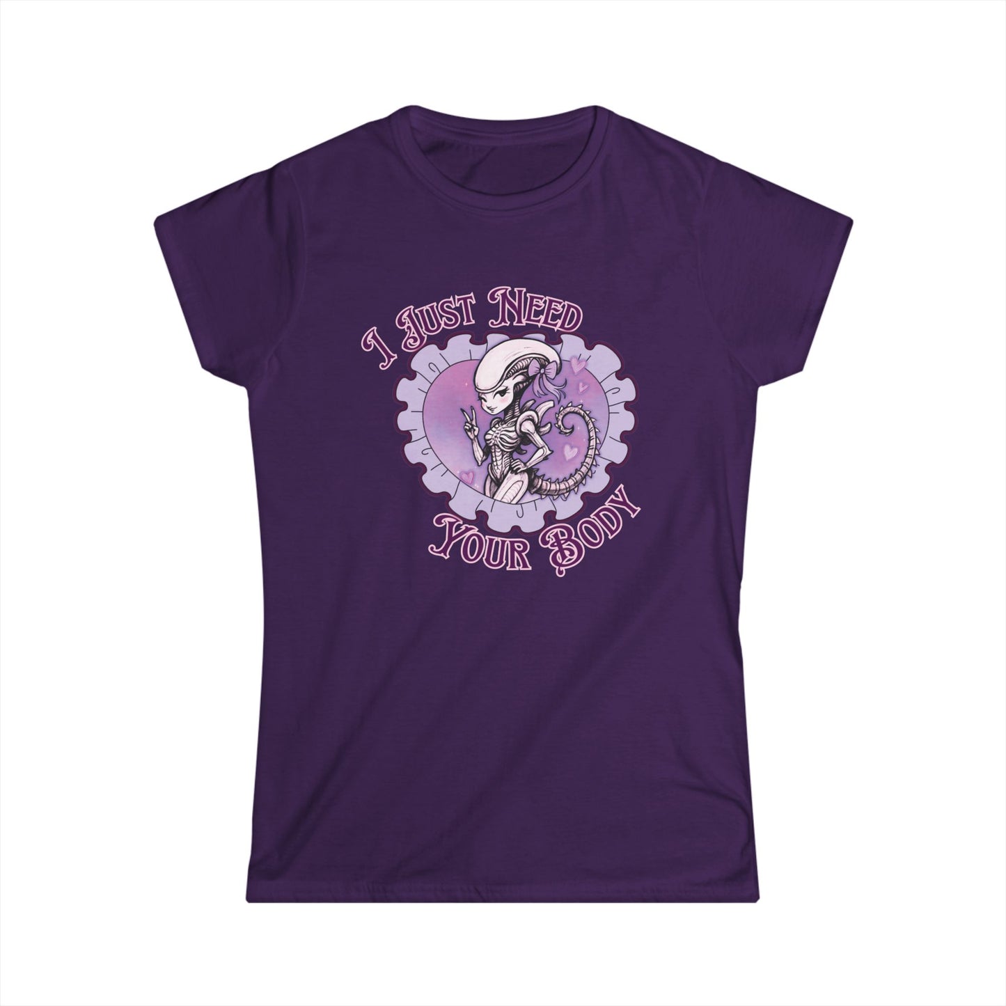 Alien Women's Softstyle Tee - Cute Xenomorph "I Just Need Your Body" Graphic Tee