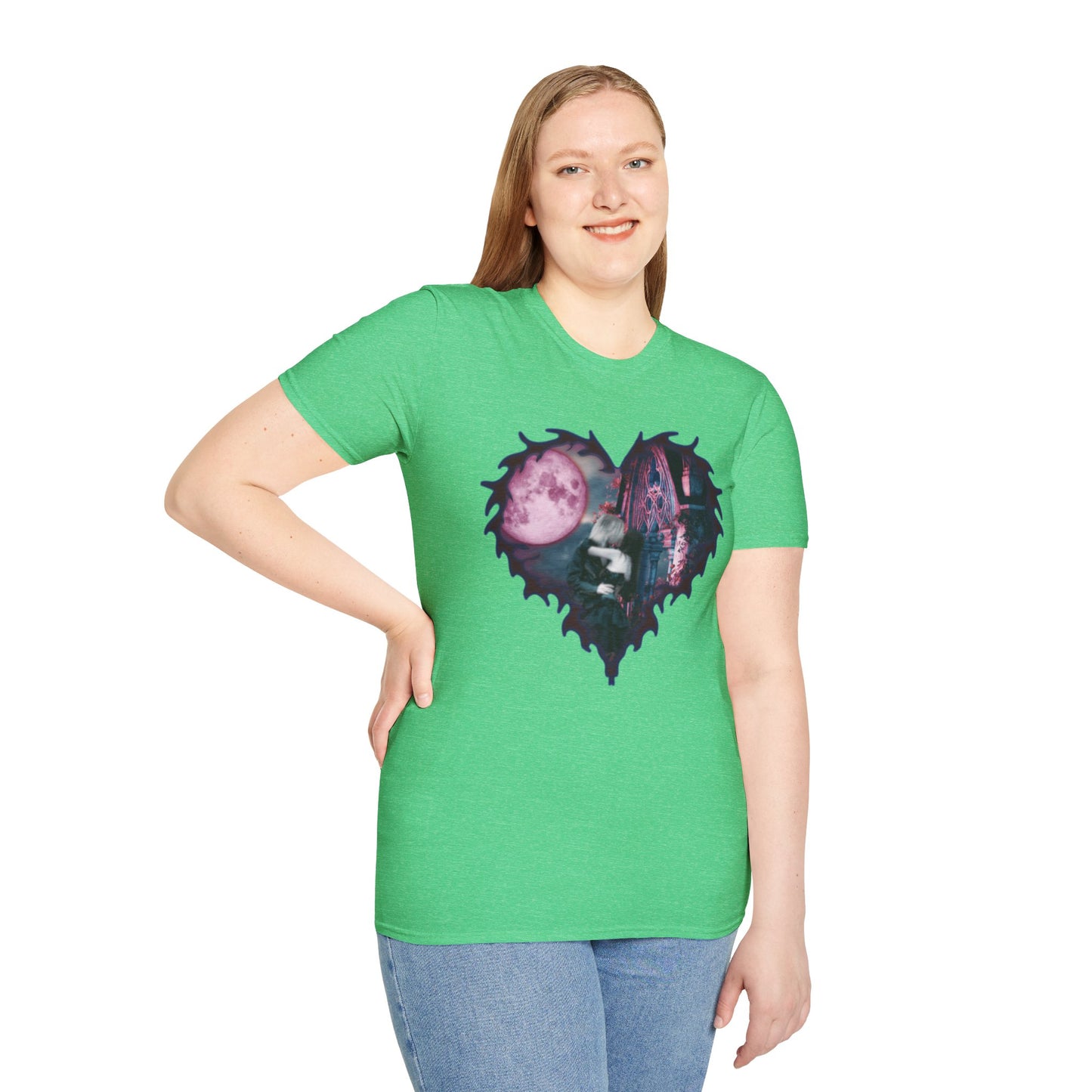 Gothic Couple Under the Moon - Unisex Softstyle T-Shirt