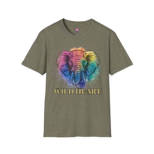 Wild Heart Collection - Elephant Color Splash Unisex Softstyle Graphic T-Shirt