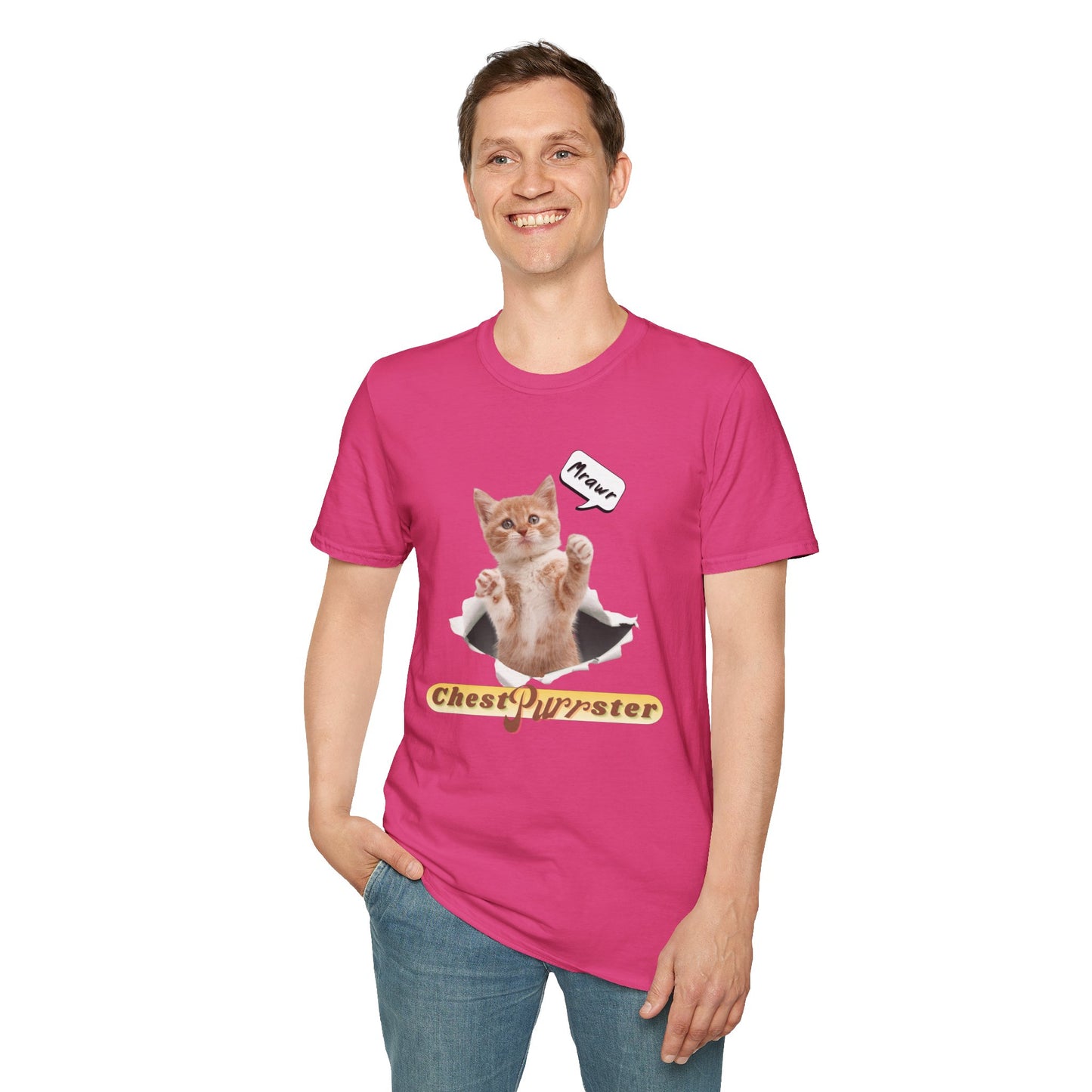 Cute Kitten ChestPurrster Pun - Unisex Softstyle T-Shirt