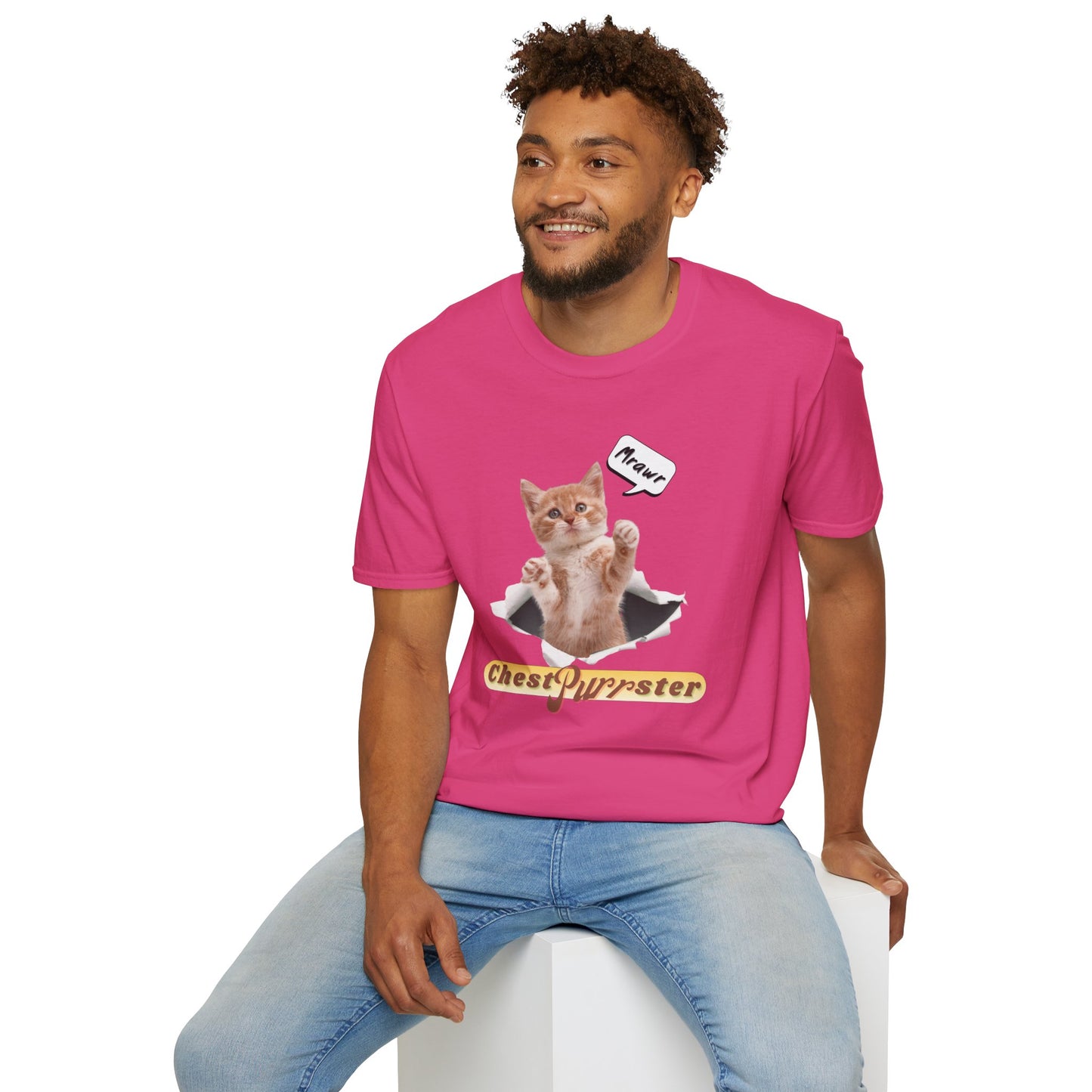 Cute Kitten ChestPurrster Pun - Unisex Softstyle T-Shirt