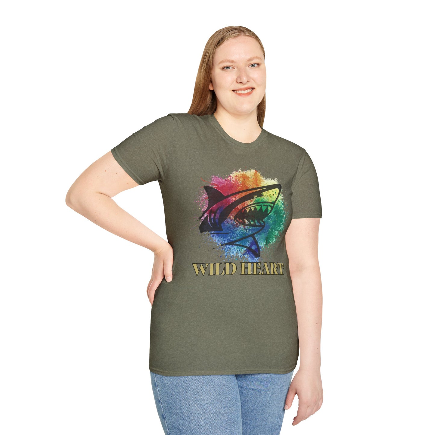 Wild Heart Collection - Shark Color Splash Unisex Softstyle Graphic T-Shirt