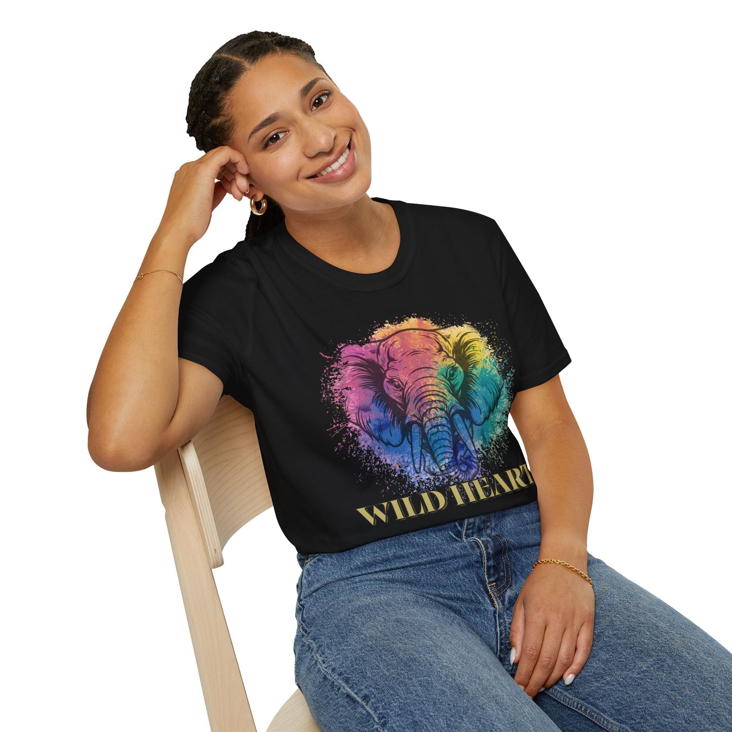 Wild Heart Collection - Elephant Color Splash Unisex Softstyle Graphic T-Shirt