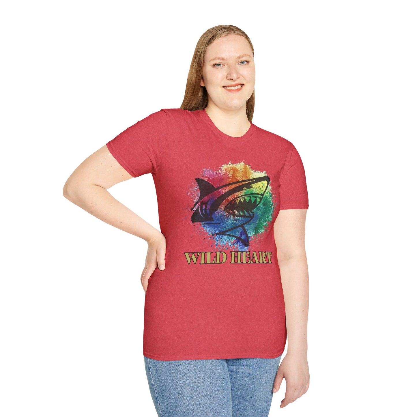 Wild Heart Collection - Shark Color Splash Unisex Softstyle Graphic T-Shirt