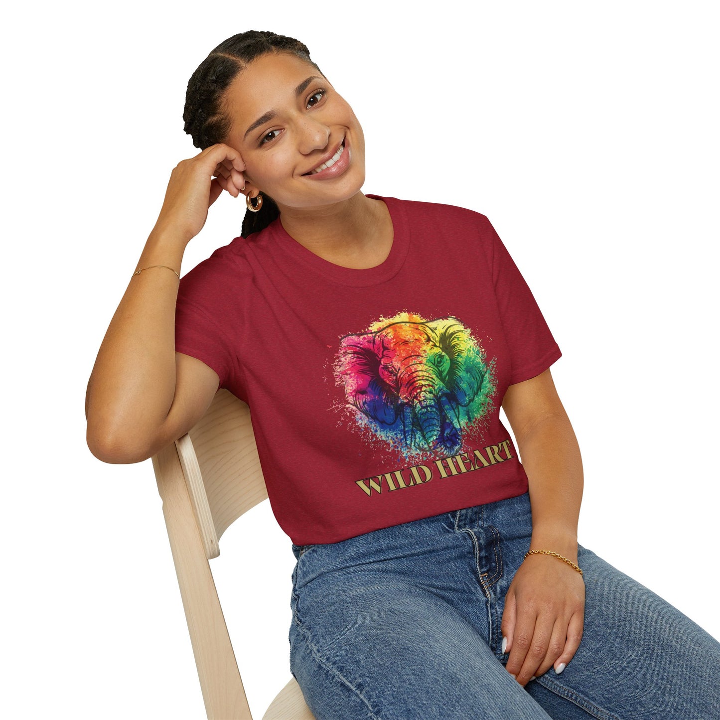Wild Heart Collection - Elephant Color Splash Unisex Softstyle Graphic T-Shirt