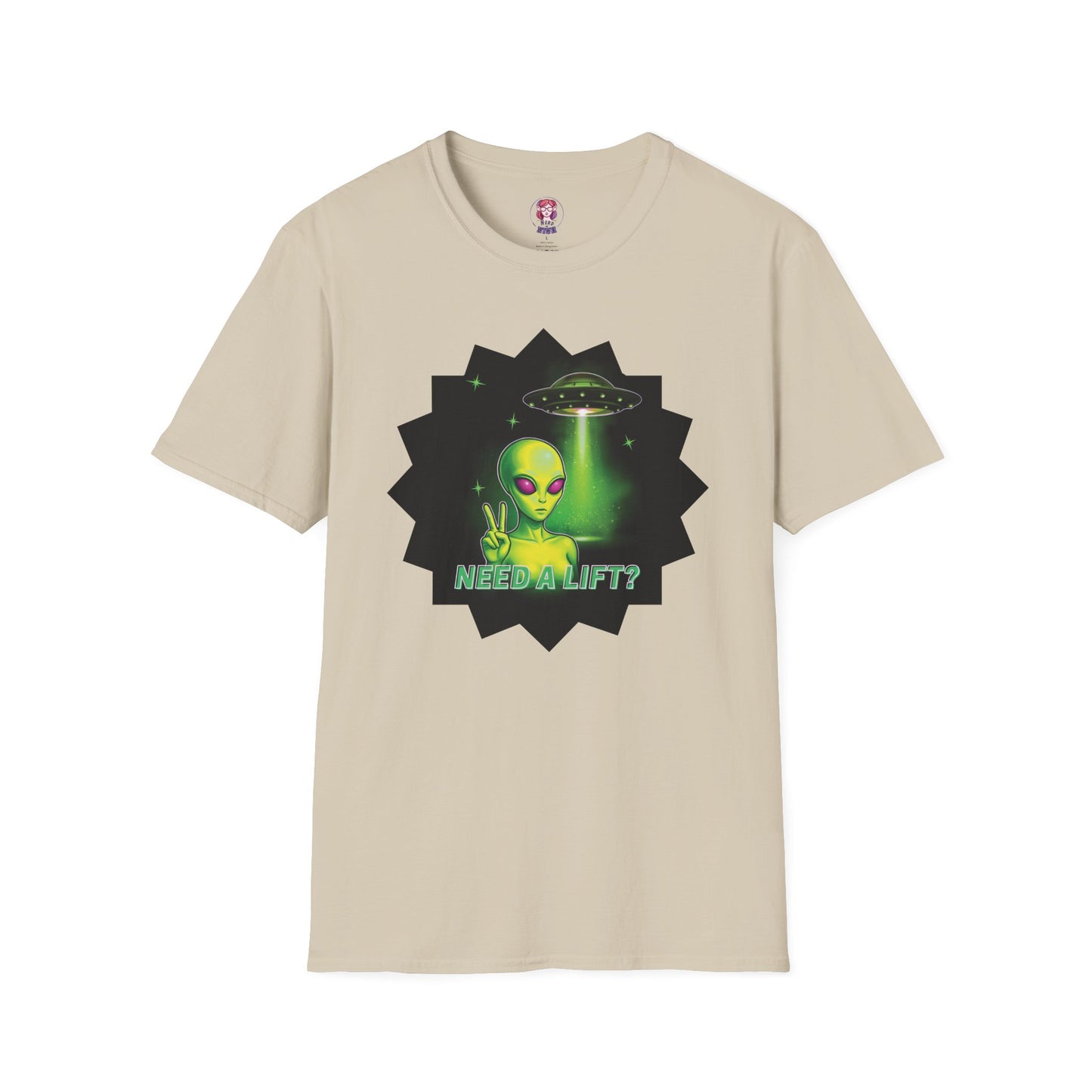 Cool Alien Peace Sign - Need a Lift - Unisex Softstyle T-Shirt
