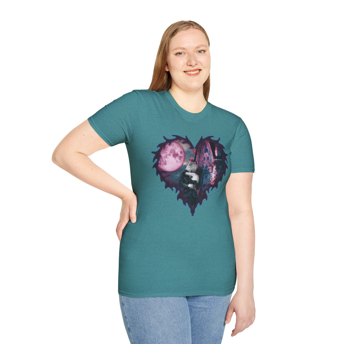 Gothic Couple Under the Moon - Unisex Softstyle T-Shirt