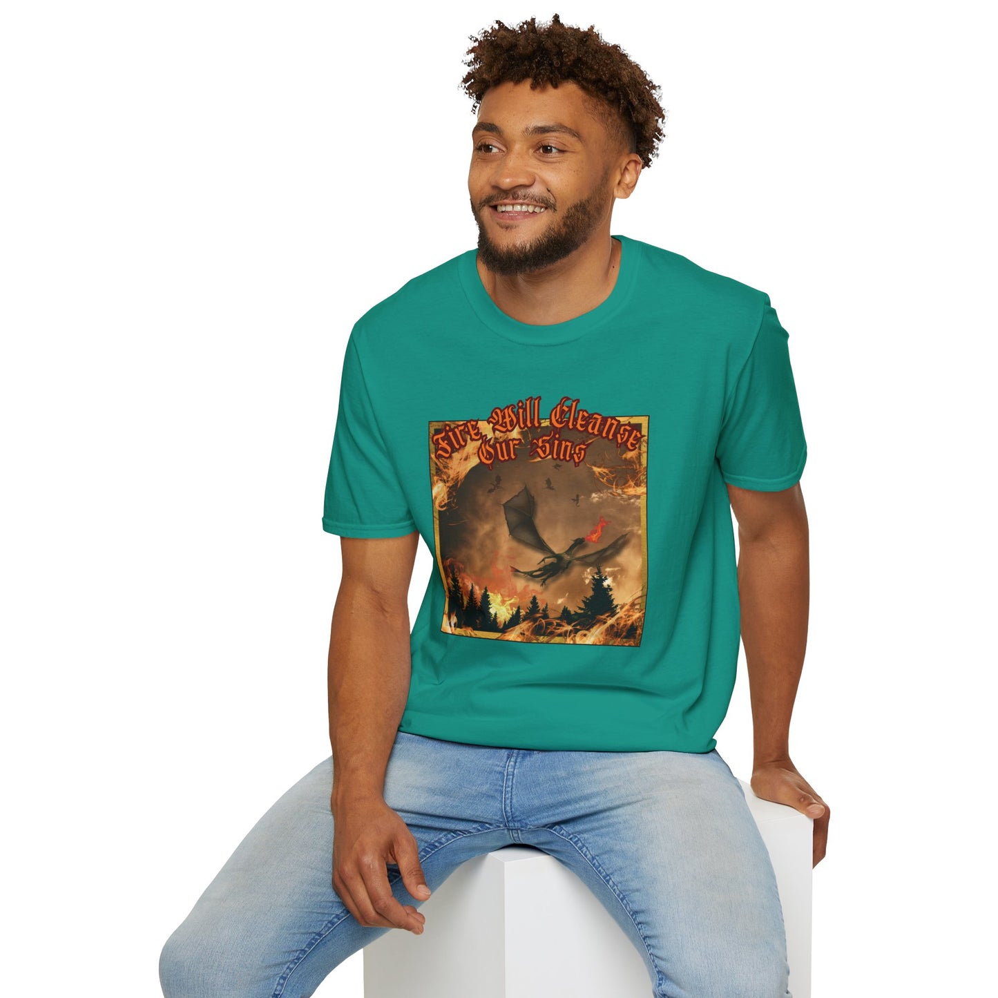 Dragon Attacking - Fire Will Cleanse Our Sins - Unisex Softstyle T-Shirt