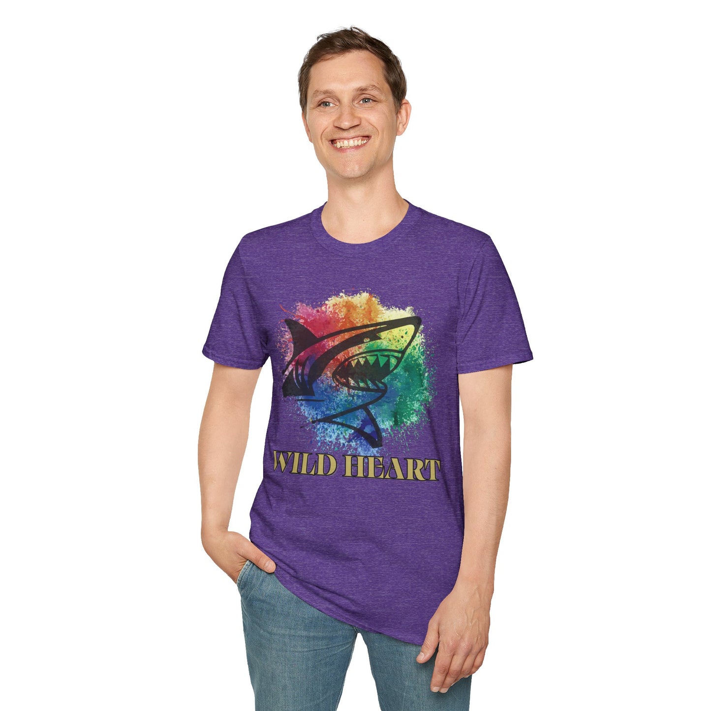 Wild Heart Collection - Shark Color Splash Unisex Softstyle Graphic T-Shirt
